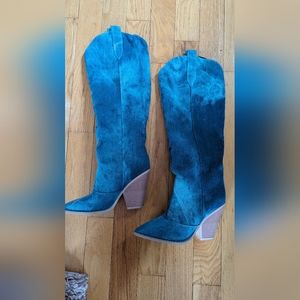 Denim boots